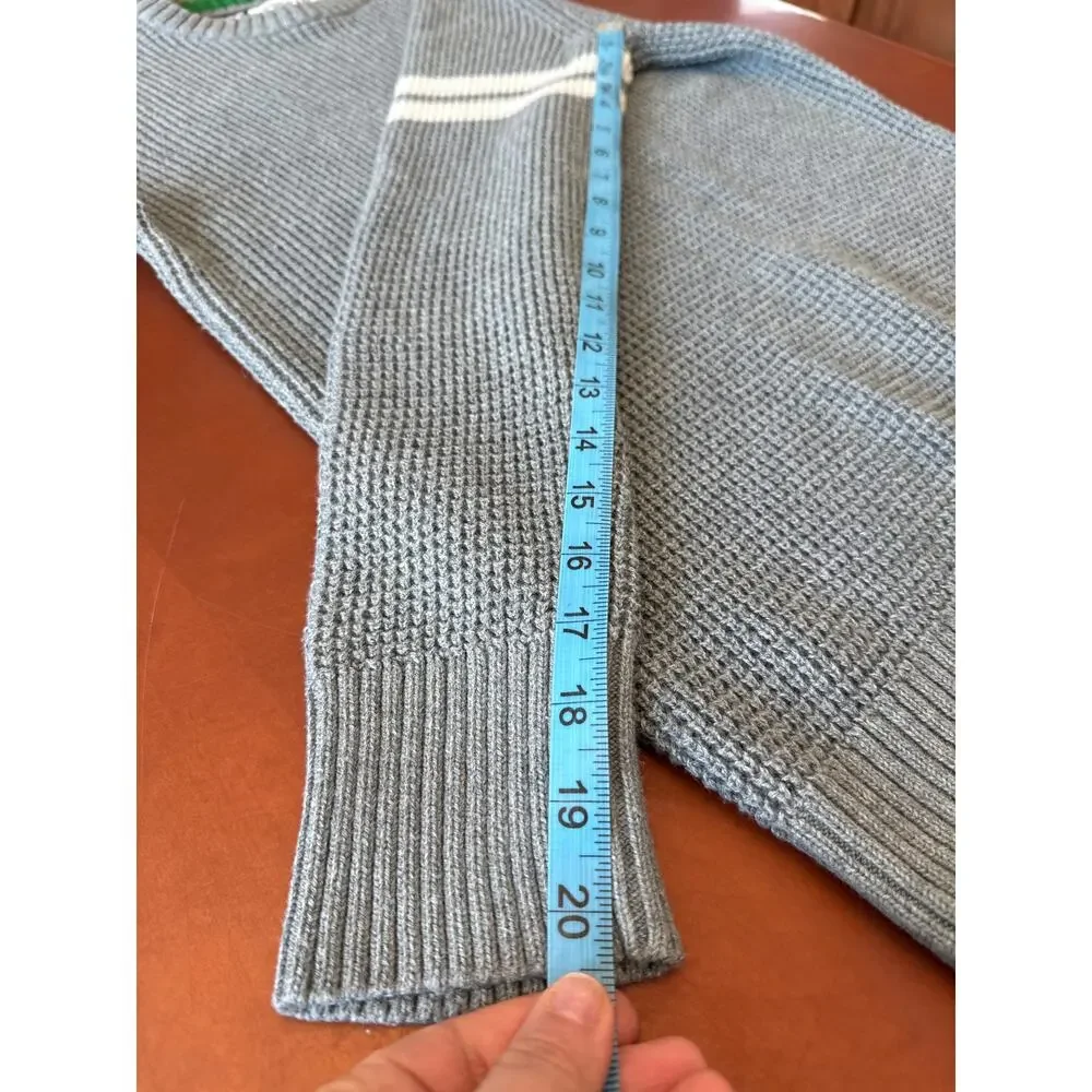 American Eagle Men’s Waffle Knit Sweater Gray White Striped 2009 Medium